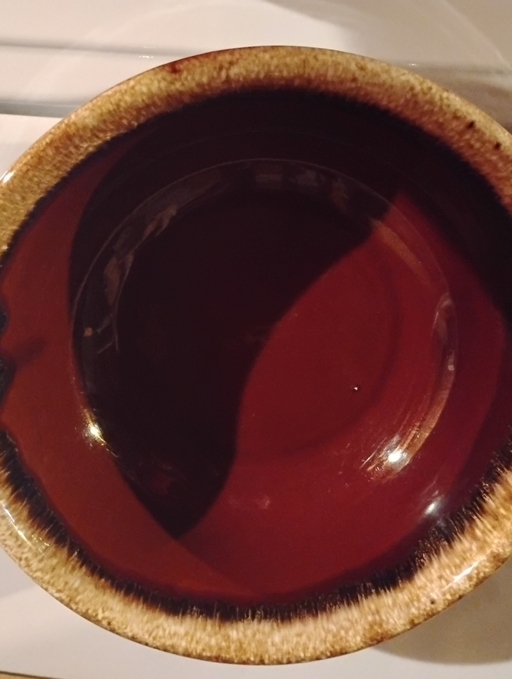 Vintage Brown And Tan Ceramic Mixing Bowl